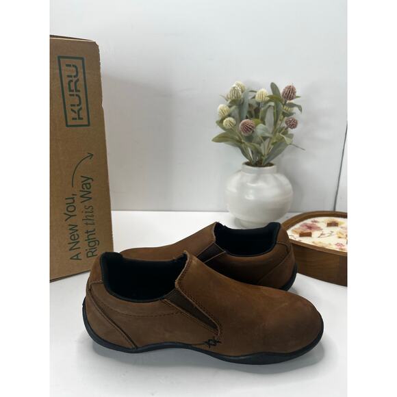 Kuru Kivi Loafer Shoes Slip On Leather Chestnut Brown Men\'s 6 Wide Tried On main image 6